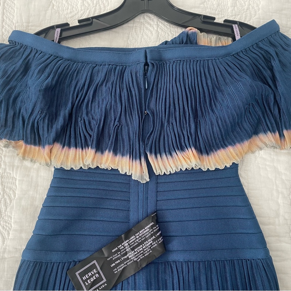Herve Leger off-the-shoulder blue “Malli” tie-dye dress (XXS) Brand New - Picture 14 of 17